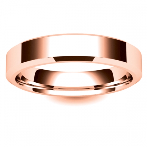 Flat Court Chamfered Edge - 4mm (CEI4-R) Rose Gold Wedding Ring